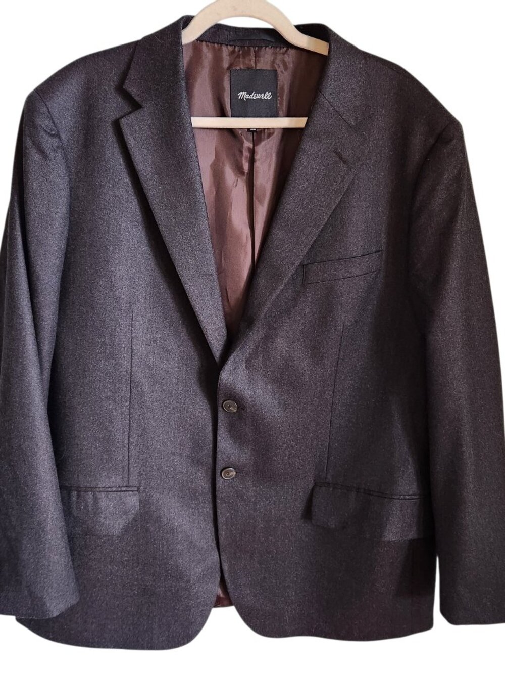 Madewell Blazer 44 Men's Gray The Roebling Two Button Blazer Italian Fabric Wool